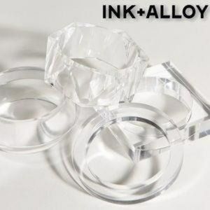 Set of 3 crystal clear Ink & Alloy brand lucite br